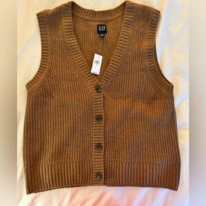 NWT Gap CashSoft Rib Sweater Vest Cocoa Brown size S